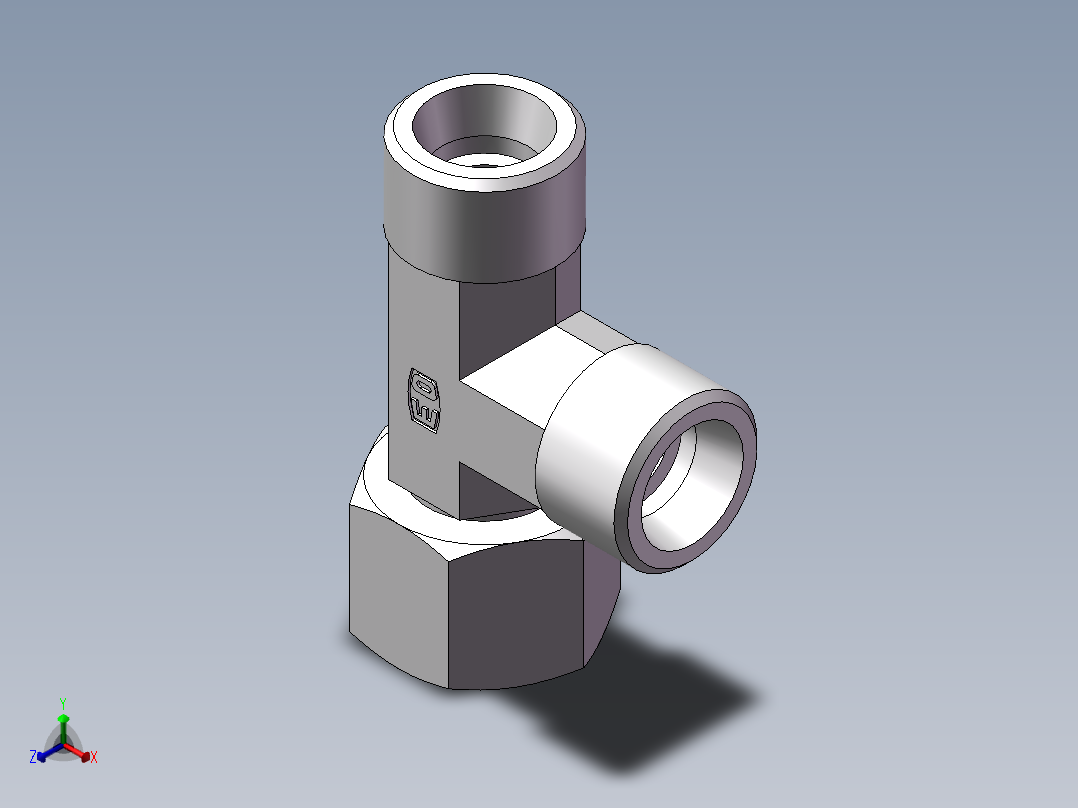 CC+CD 三通组合接头、CD-20正等轴测图