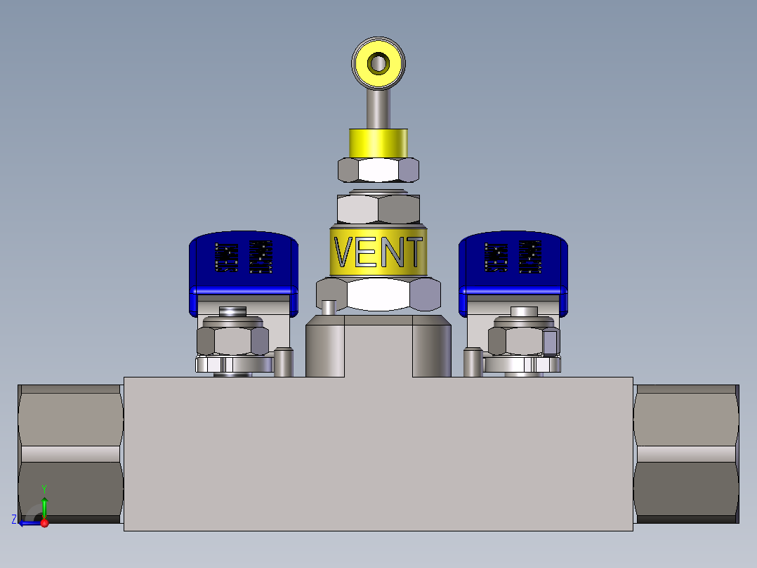 BVN-DBBV直列式双截止阀和放气阀模型右视图