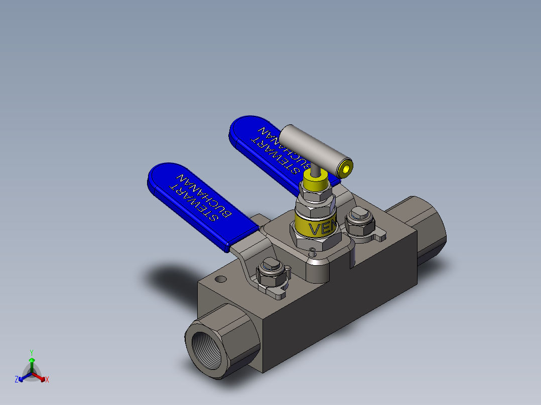 BVN-DBBV直列式双截止阀和放气阀模型正等轴测图