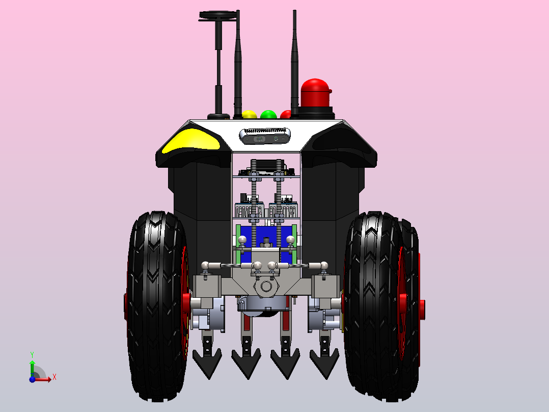 农业无人地面车辆3D图纸 Solidworks设计 附STEP前视图