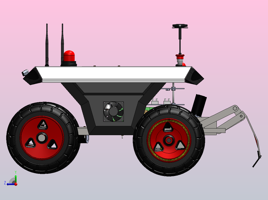 农业无人地面车辆3D图纸 Solidworks设计 附STEP右视图
