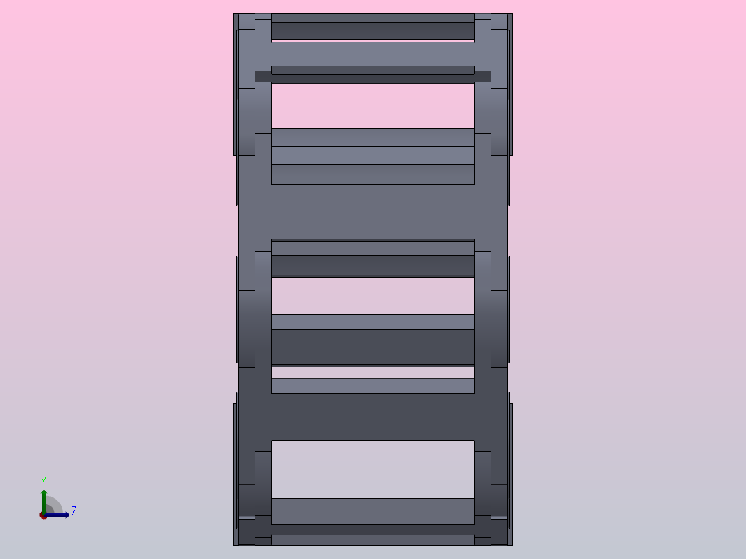 弯曲半径55和75内高25两侧打开型DA桥式拖链[DMD25BDA-25-57-R55-30]左视图