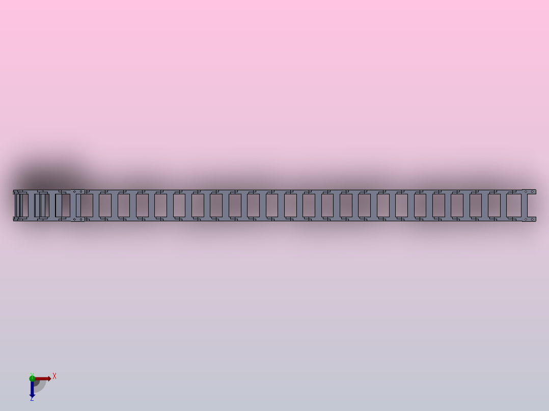 弯曲半径55和75内高25两侧打开型DA桥式拖链[DMD25BDA-25-57-R55-30]俯视图