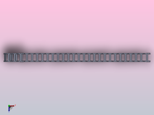 弯曲半径55和75内高25两侧打开型DA桥式拖链[DMD25BDA-25-57-R55-30]俯视缩略图