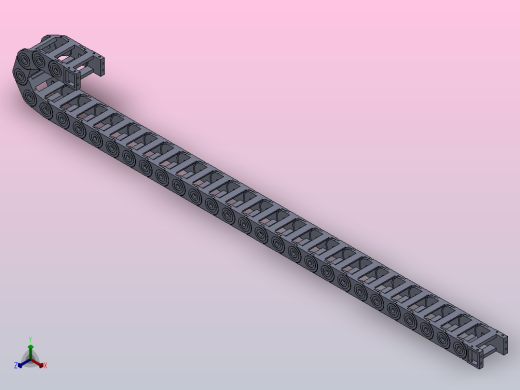 弯曲半径55和75内高25两侧打开型DA桥式拖链[DMD25BDA-25-57-R55-30]正等轴测缩略图