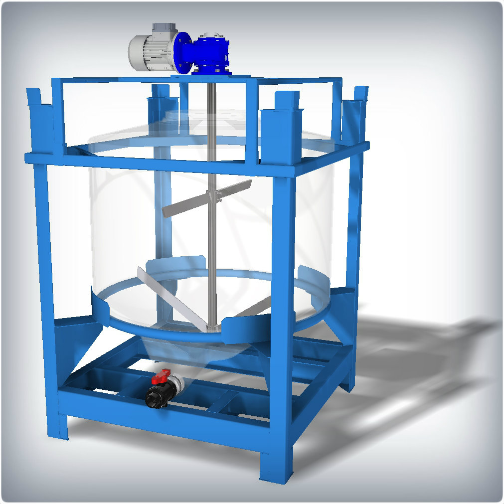 工业容器+搅拌器尺寸1000x1000x1600，容器600 l