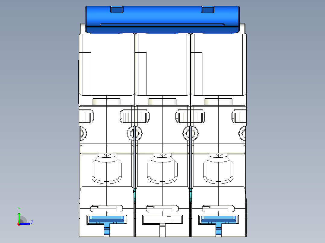 NXB-63 3P小型断路器三维模型202307左视图