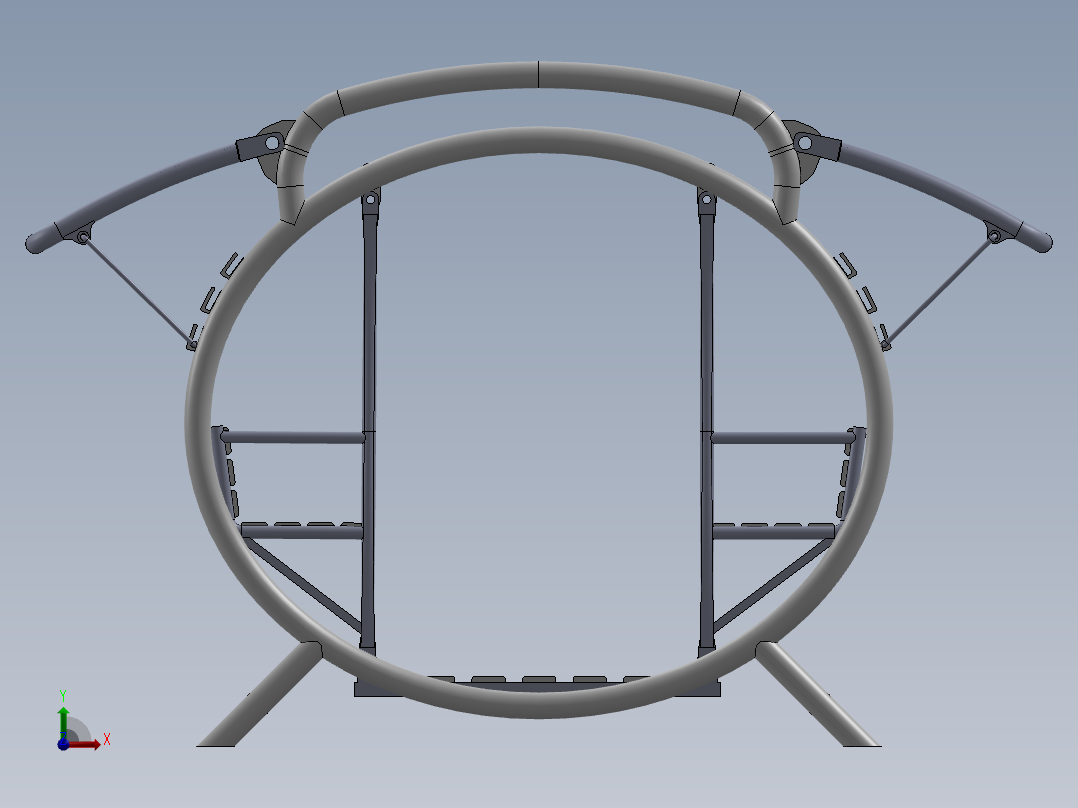 Swing户外四人休闲摇椅3D数模图纸 Solidworks设计前视图