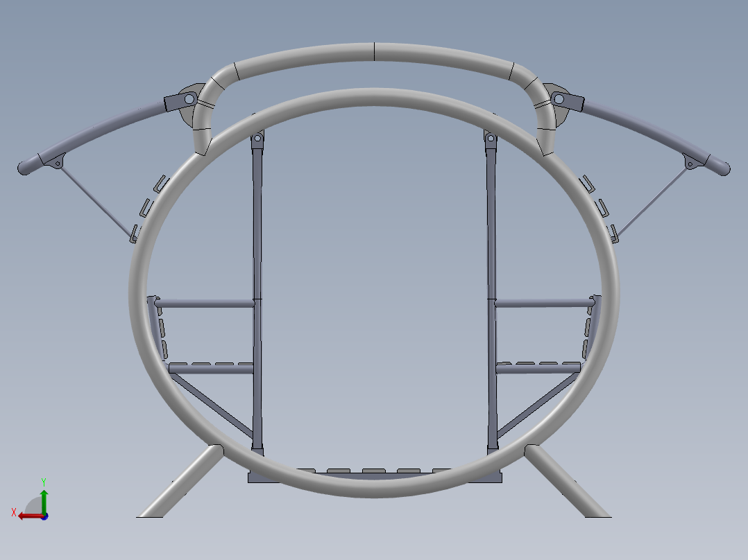 Swing户外四人休闲摇椅3D数模图纸 Solidworks设计后视图