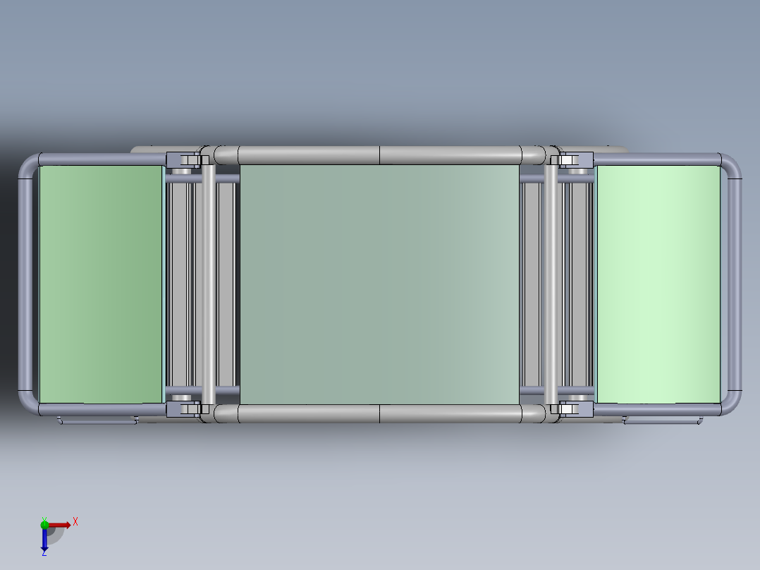 Swing户外四人休闲摇椅3D数模图纸 Solidworks设计俯视图