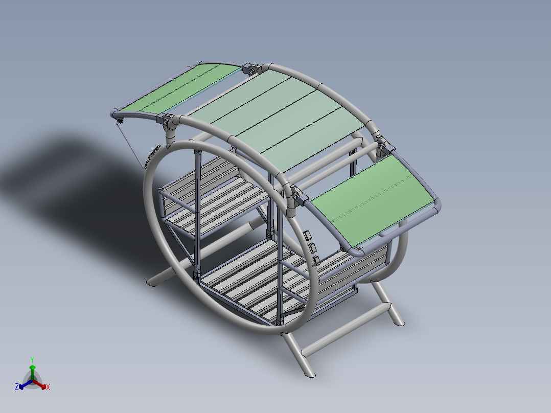 Swing户外四人休闲摇椅3D数模图纸 Solidworks设计正等轴测图