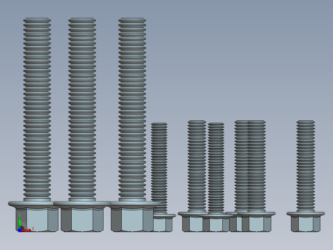 solidworks 六角头螺钉3D模型前视图