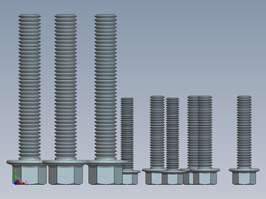 solidworks 六角头螺钉3D模型前视缩略图