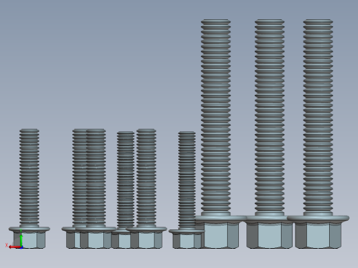 solidworks 六角头螺钉3D模型后视缩略图