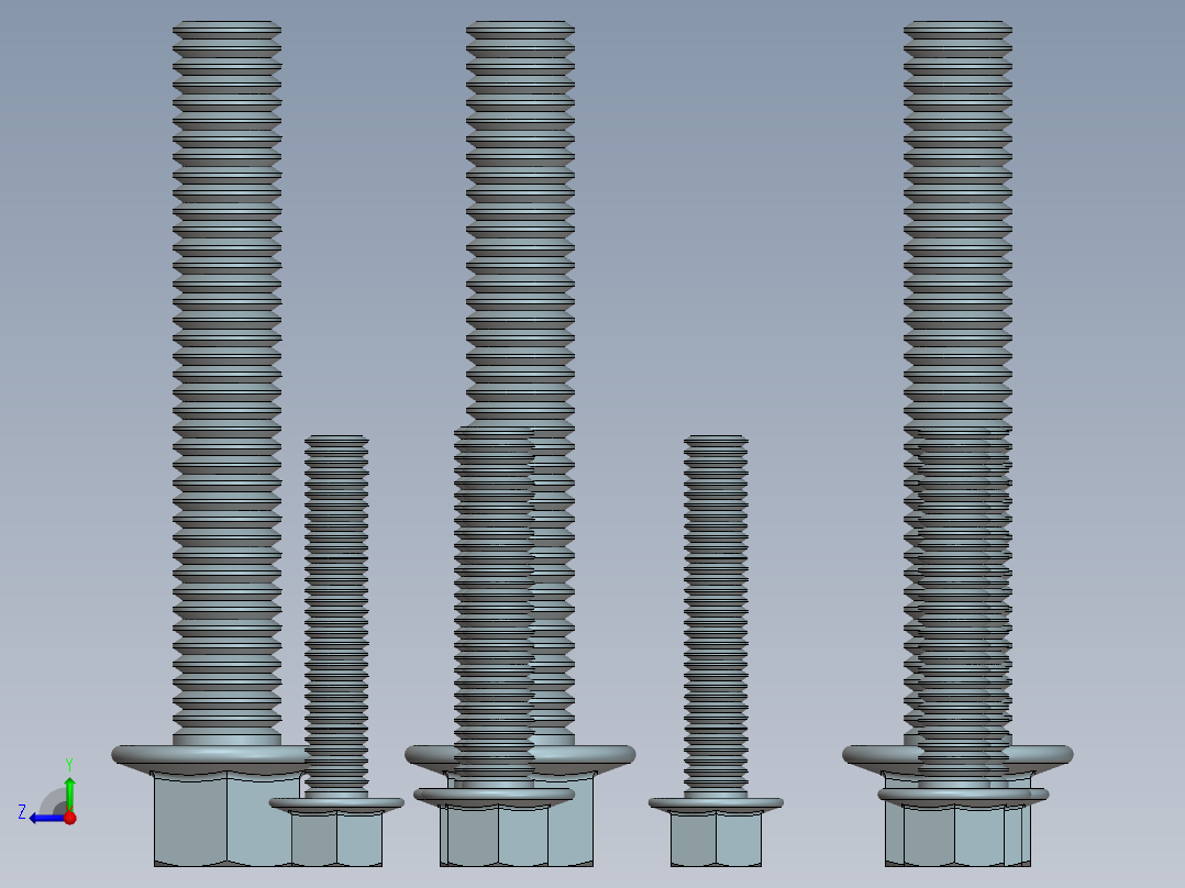 solidworks 六角头螺钉3D模型右视图