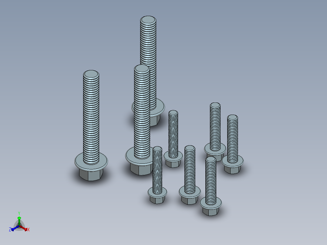 solidworks 六角头螺钉3D模型正等轴测图