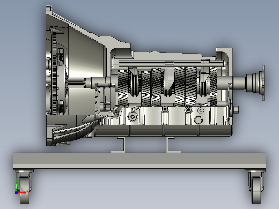 5-speed gearbox五速变速箱模型3D图纸 STEP格式前视图