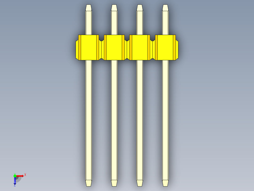 彩色公头100mil（2.54mm）系列-DS1021_yellow_3x04p_100mil_Type5_rev1.0俯视图
