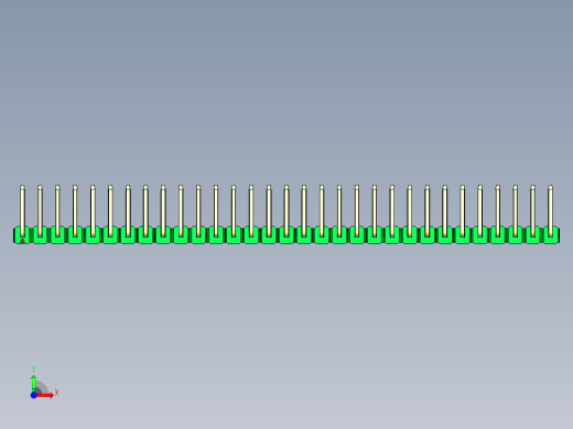 彩色公排针 100mil 2.54mm 系列-DS1022_green_31p_100mil_TypeU_rev1.0前视缩略图