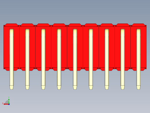 彩色公排针 100mil 2.54mm 系列-DS1022_red_3x09p_100mil_TypeD_rev1.0后视缩略图