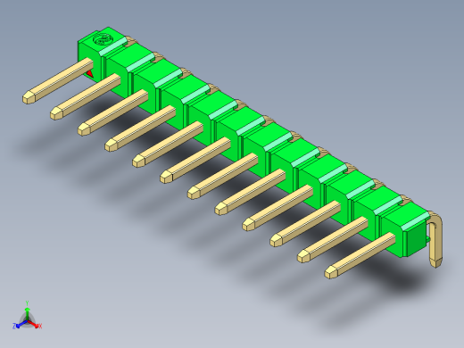 彩色公排针 100mil 2.54mm 系列-DS1022_green_1x12p_100mil_TypeD_rev1.0