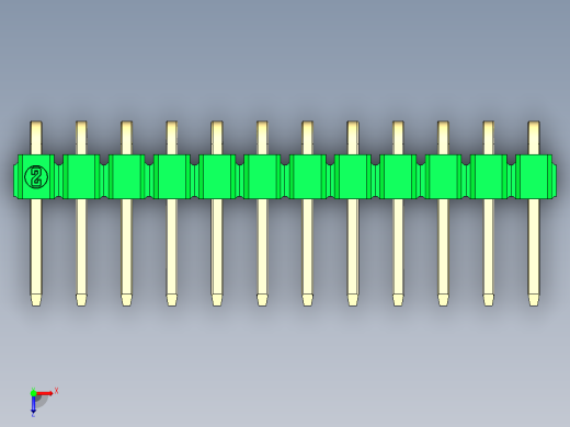 彩色公排针 100mil 2.54mm 系列-DS1022_green_1x12p_100mil_TypeD_rev1.0俯视缩略图
