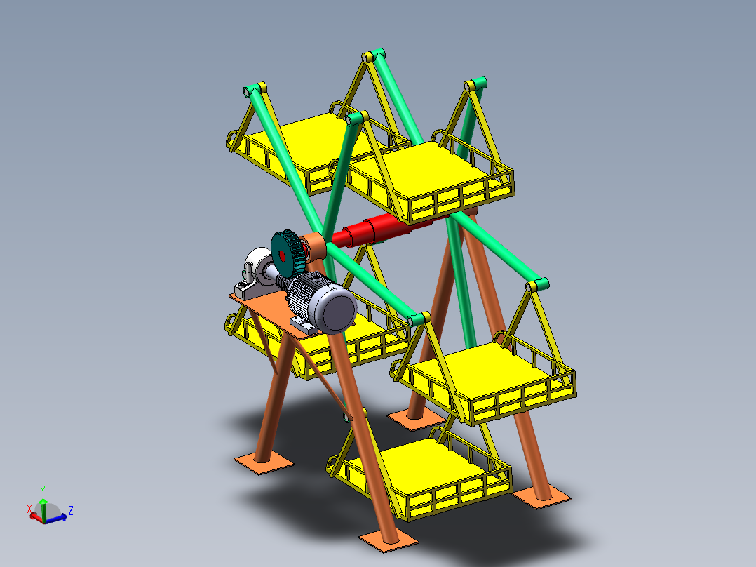 摩天轮式自行车停放设备仿真主视图