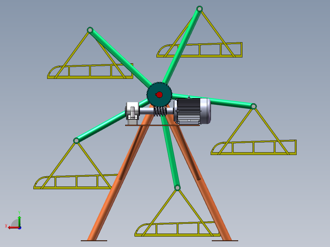 摩天轮式自行车停放设备仿真后视图