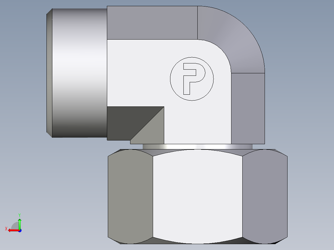 卡套式工业通用硬管接头EO_Swivel_nut_elbow_EW22LOMDCF后视图