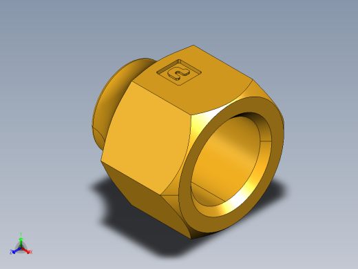 扩口式工业通用硬管接头Short Forged Nut 14FSX-5正等轴测缩略图