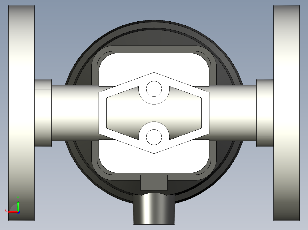 13DKOCCP NC 气动隔膜阀常闭，固定法兰钻孔PN10 16。面对面根据EN 558-1 PVC-C后视图