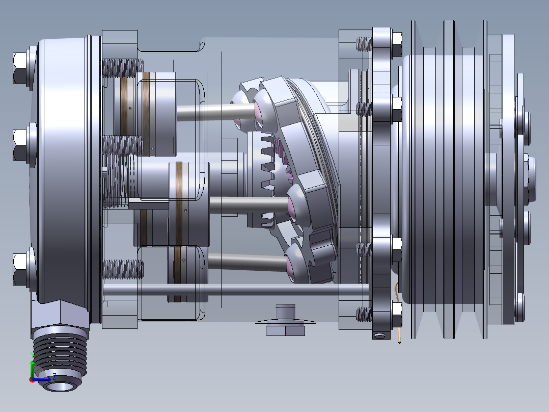 汽车空调压缩机sw18可编辑左视图