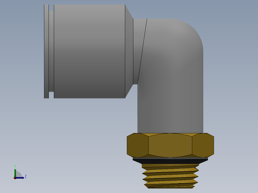 万用螺纹KQ2L外螺弯接头[KQ2L12-U02]左视图