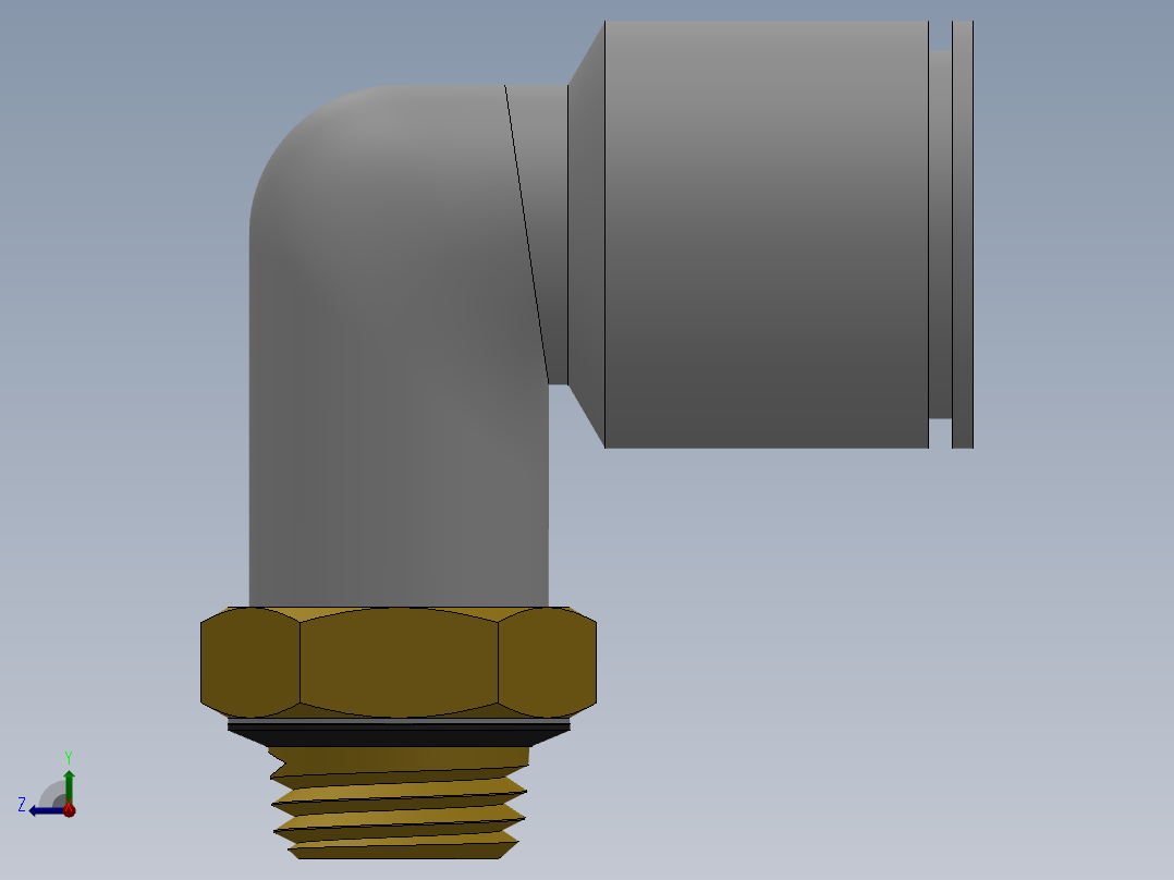 万用螺纹KQ2L外螺弯接头[KQ2L12-U02]右视图