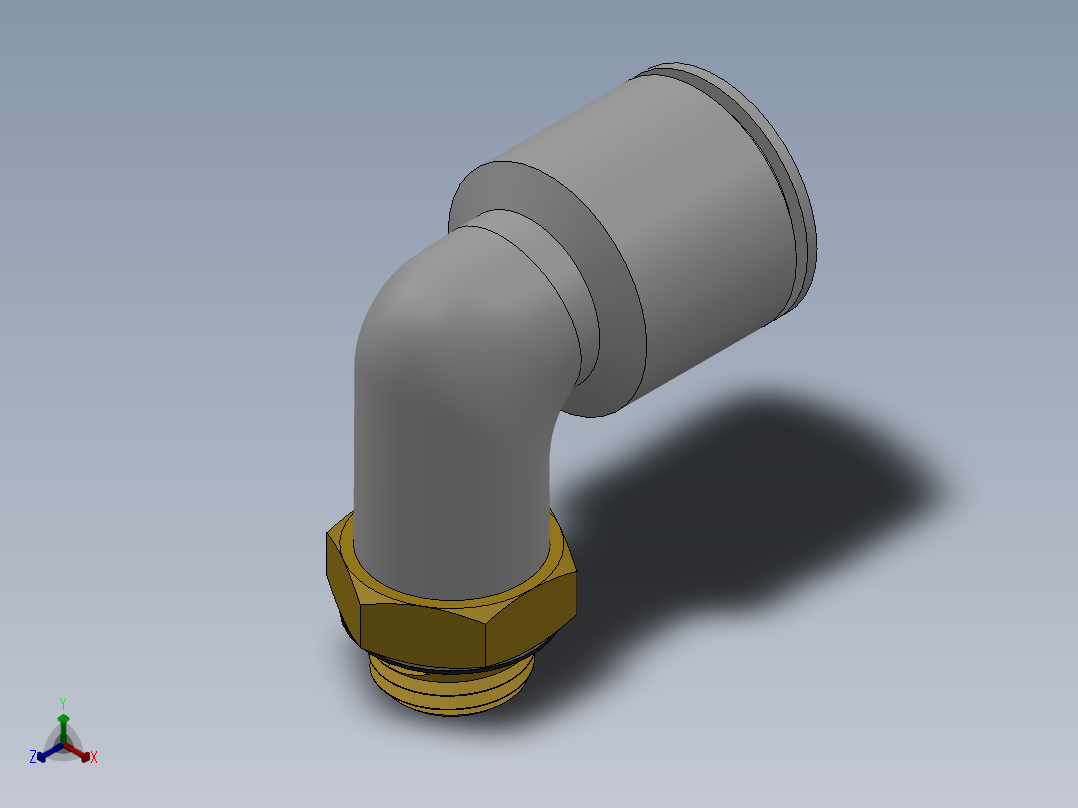 万用螺纹KQ2L外螺弯接头[KQ2L12-U02]正等轴测图