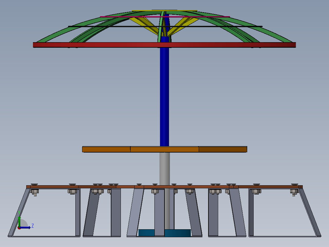 八角形花园桌和遮阳伞左视图