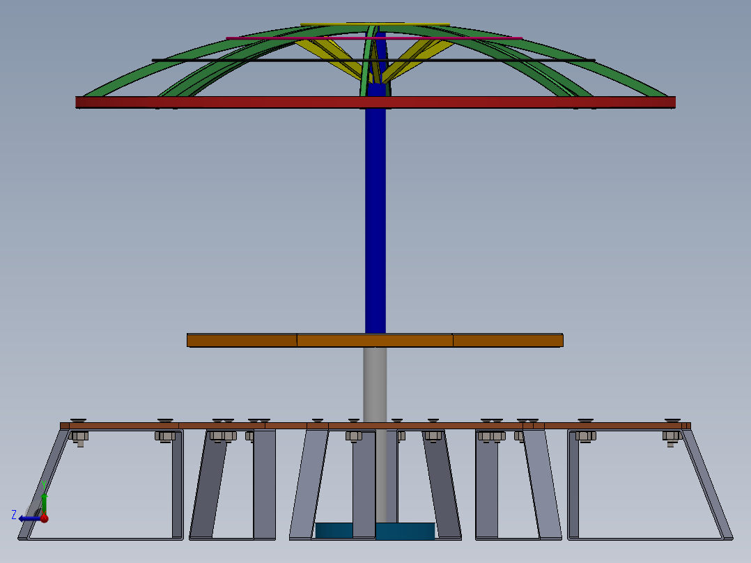 八角形花园桌和遮阳伞右视图
