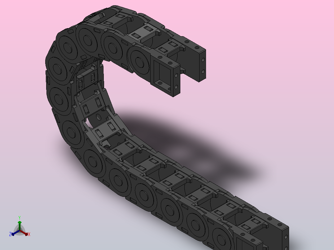 弯曲半径100内高30两侧打开型桥式拖链[DMD30BD-30-38-100R-12-A-8-V-8]主视图