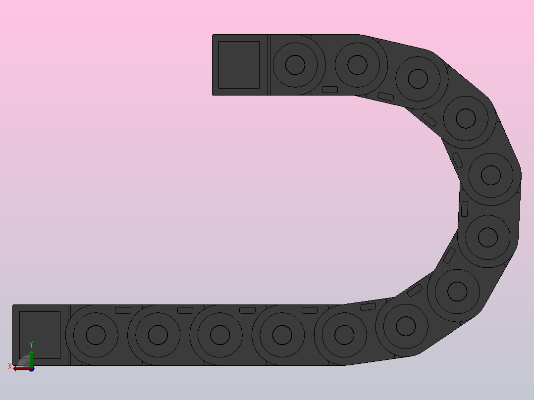 弯曲半径100内高30两侧打开型桥式拖链[DMD30BD-30-38-100R-12-A-8-V-8]后视图