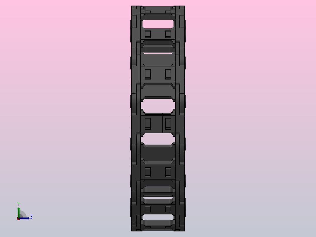 弯曲半径100内高30两侧打开型桥式拖链[DMD30BD-30-38-100R-12-A-8-V-8]左视图