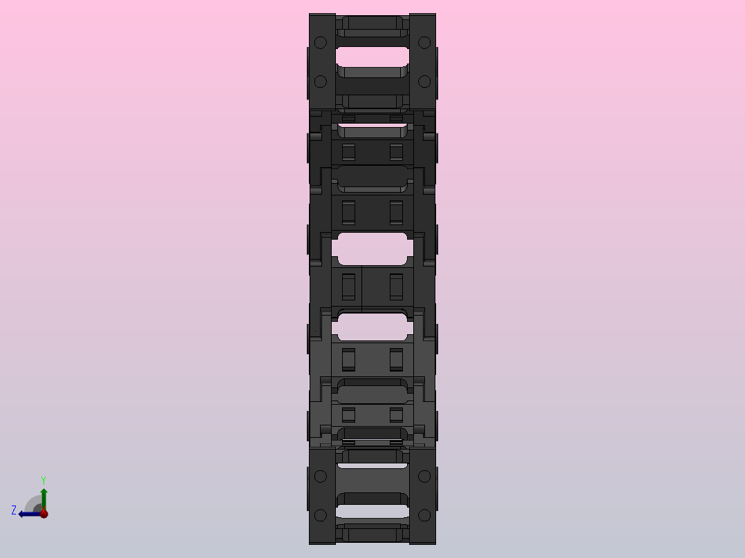 弯曲半径100内高30两侧打开型桥式拖链[DMD30BD-30-38-100R-12-A-8-V-8]右视图