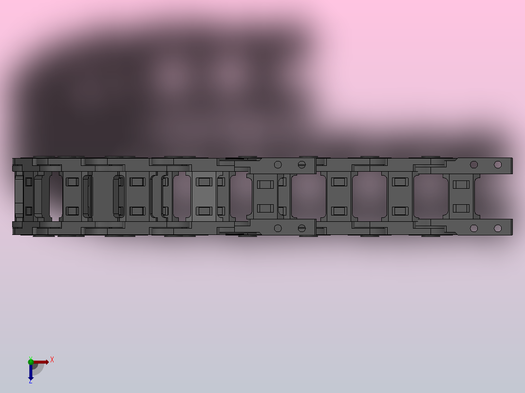 弯曲半径100内高30两侧打开型桥式拖链[DMD30BD-30-38-100R-12-A-8-V-8]俯视图