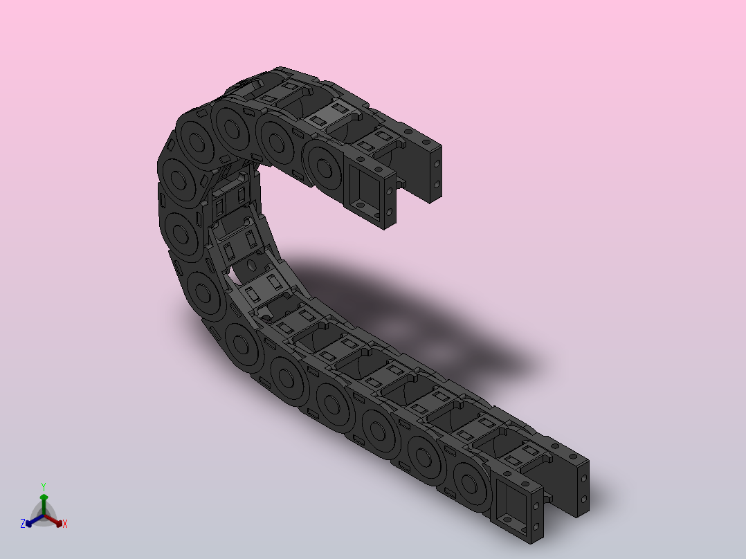 弯曲半径100内高30两侧打开型桥式拖链[DMD30BD-30-38-100R-12-A-8-V-8]正等轴测图