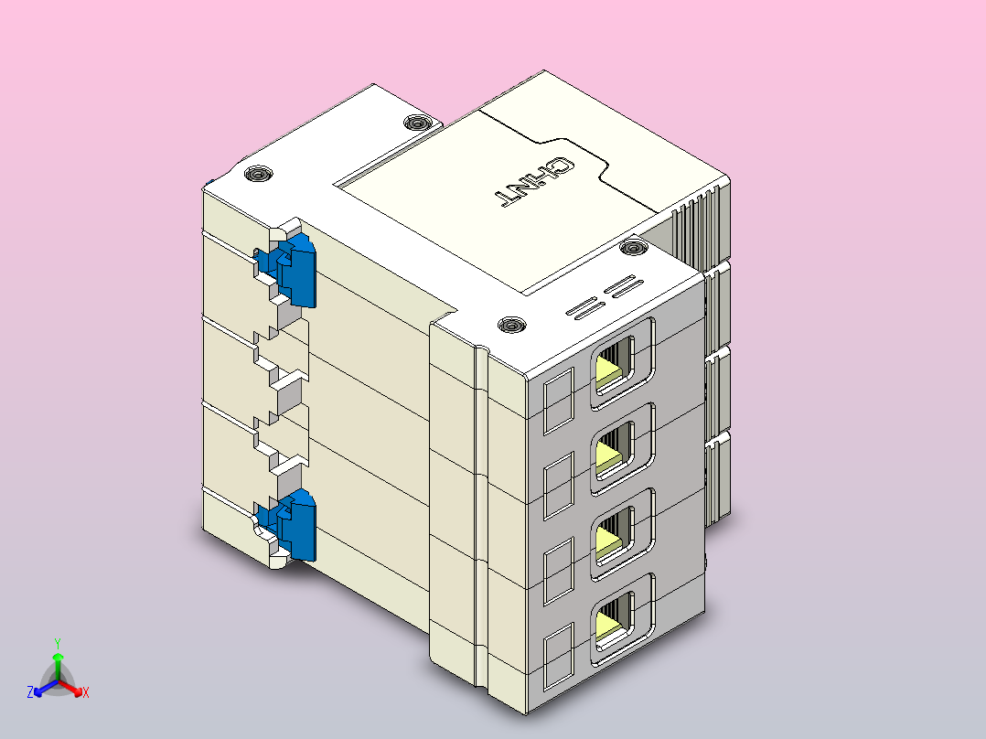 NXU-IIG E 40-65 3P&amp;N电涌保护器外形安装尺寸图20240506主视图