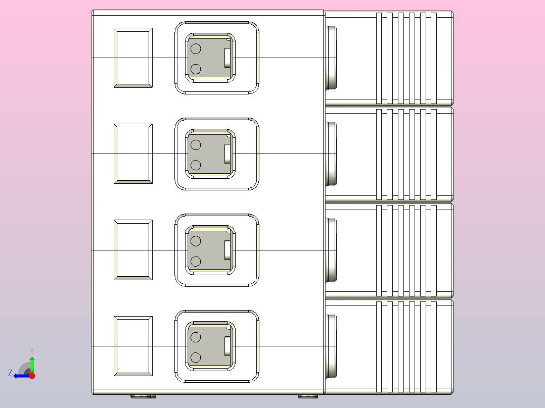 NXU-IIG E 40-65 3P&amp;N电涌保护器外形安装尺寸图20240506右视图