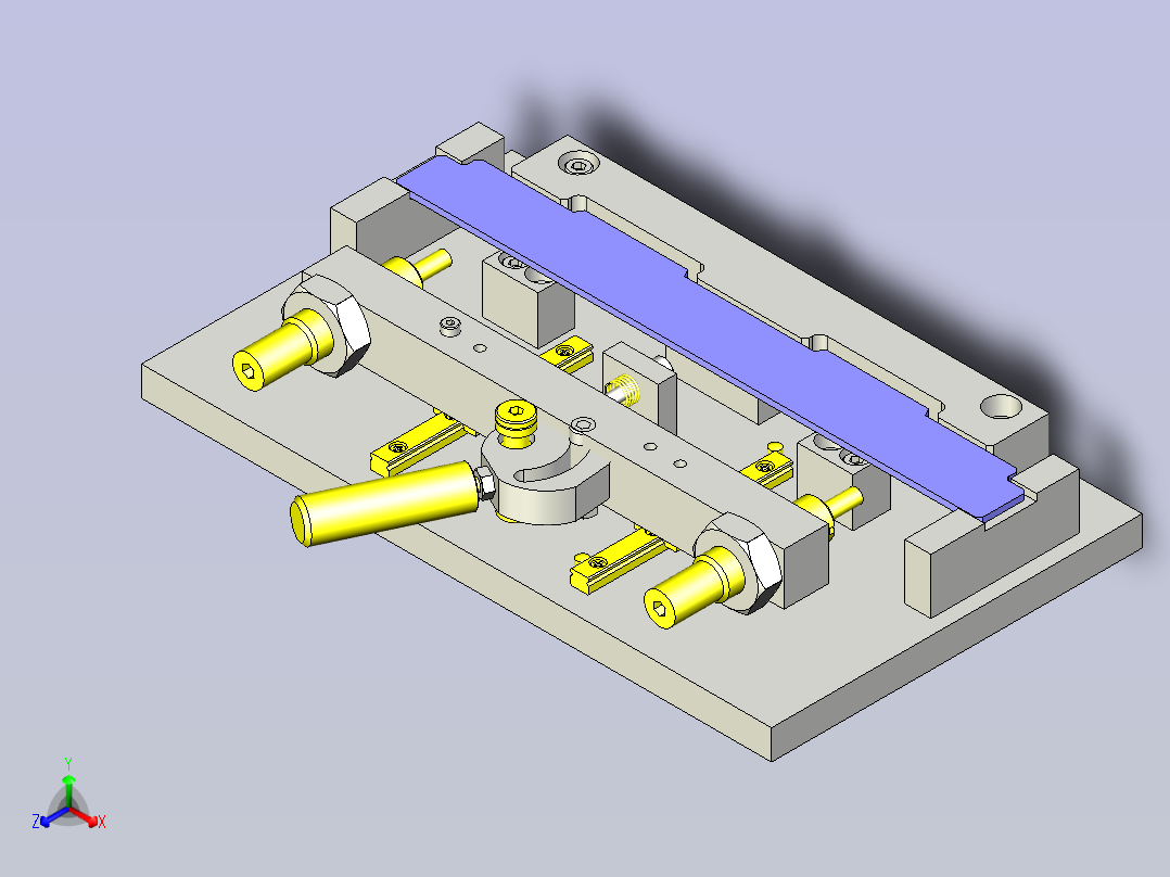 一款电路板固定夹具3D图纸主视图
