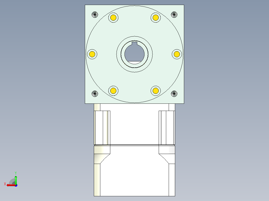 22PW110双孔 PGH90-L1 19-70-90-M6 PW110转向器 直径22双孔输出 带90斜齿行星减速机后视图