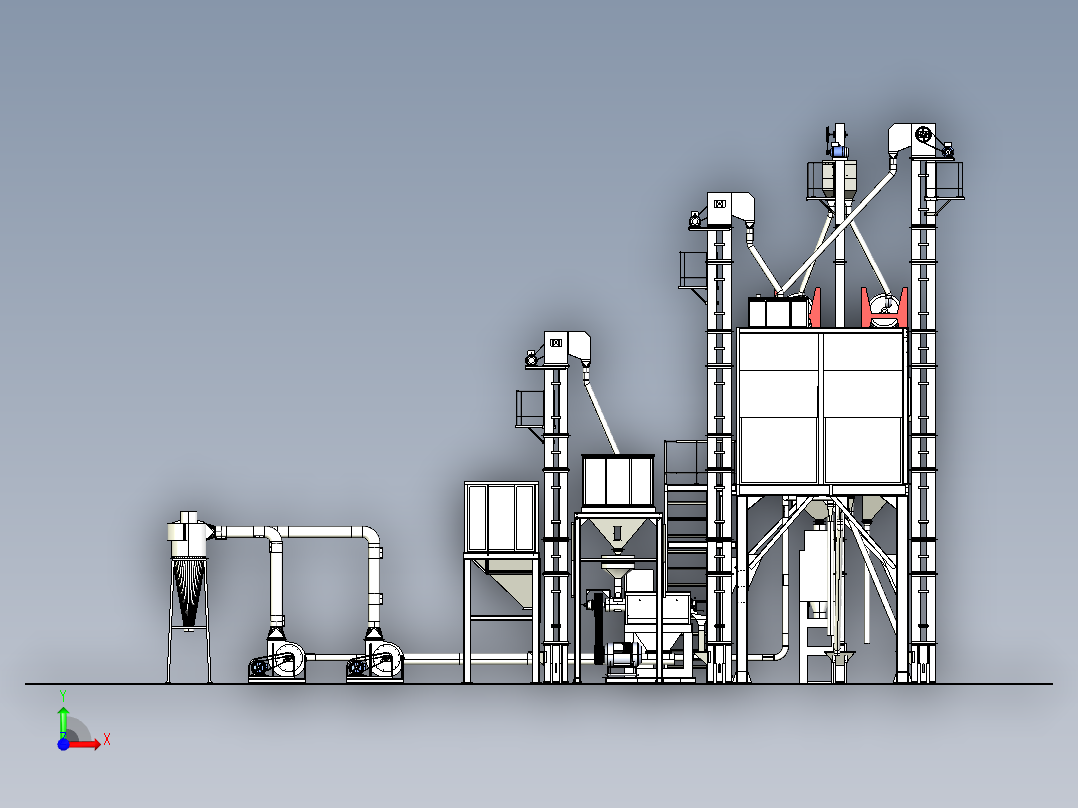 米精炼厂食品加工生产线 IGS格式前视图