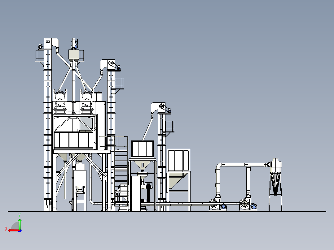 米精炼厂食品加工生产线 IGS格式后视图