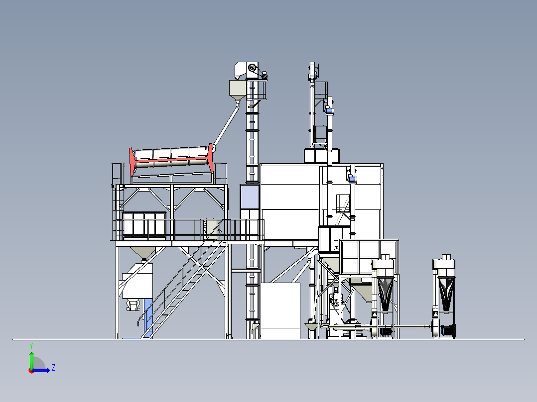米精炼厂食品加工生产线 IGS格式左视图